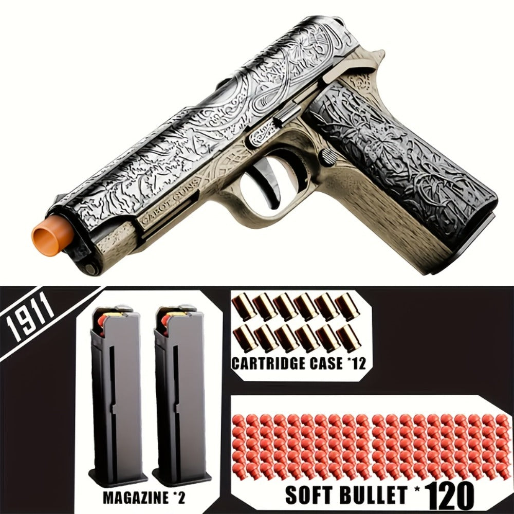 Bullet Toy Gun Pistol with 120 Bullets 12 Shells & 2 Magazines, Hollow Hanging Foam Blaster for Kids Boys Girls Ages 6+ — ima