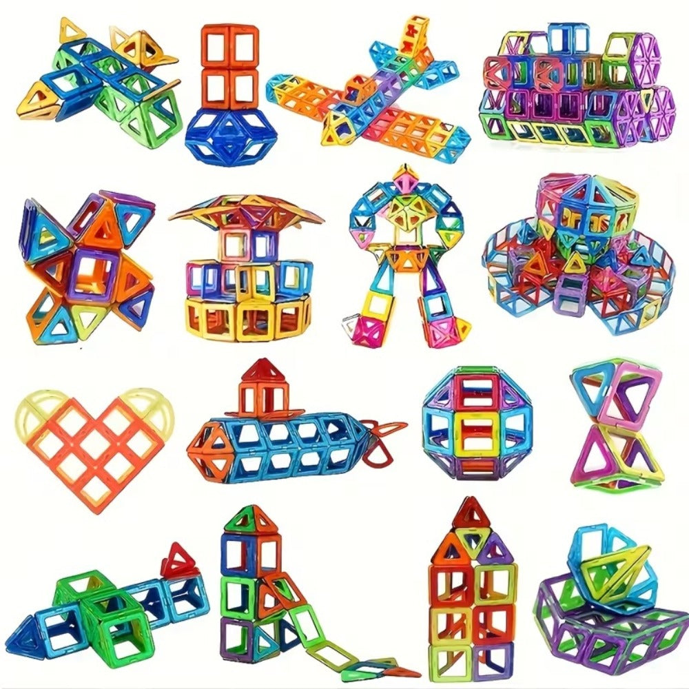 Magnetic Tiles 67-Piece Bicolor Open-Frame Geometry Building Set with Curves, Squares and Triangles — image 7