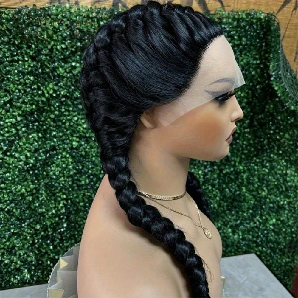 Lace Front Wig Braided Synthetic Style, 26-Inch 13x4 Front with Five Color Options and 250% Density — image 15