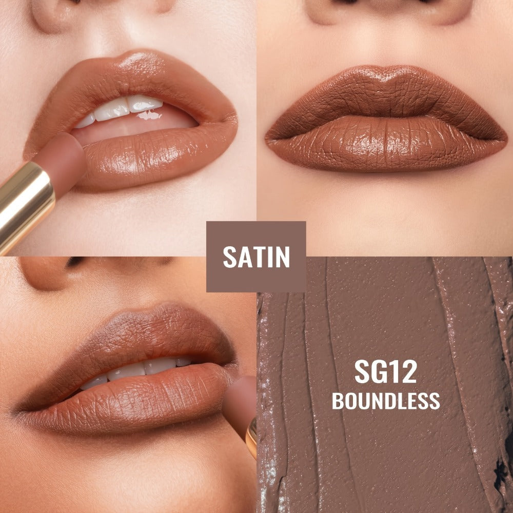 Oulac Nude Satin Lipstick Set 12g Each – Lightweight Moisturizing Full Coverage Cream-to-Satin Formula, Skin-Flattering Nude 