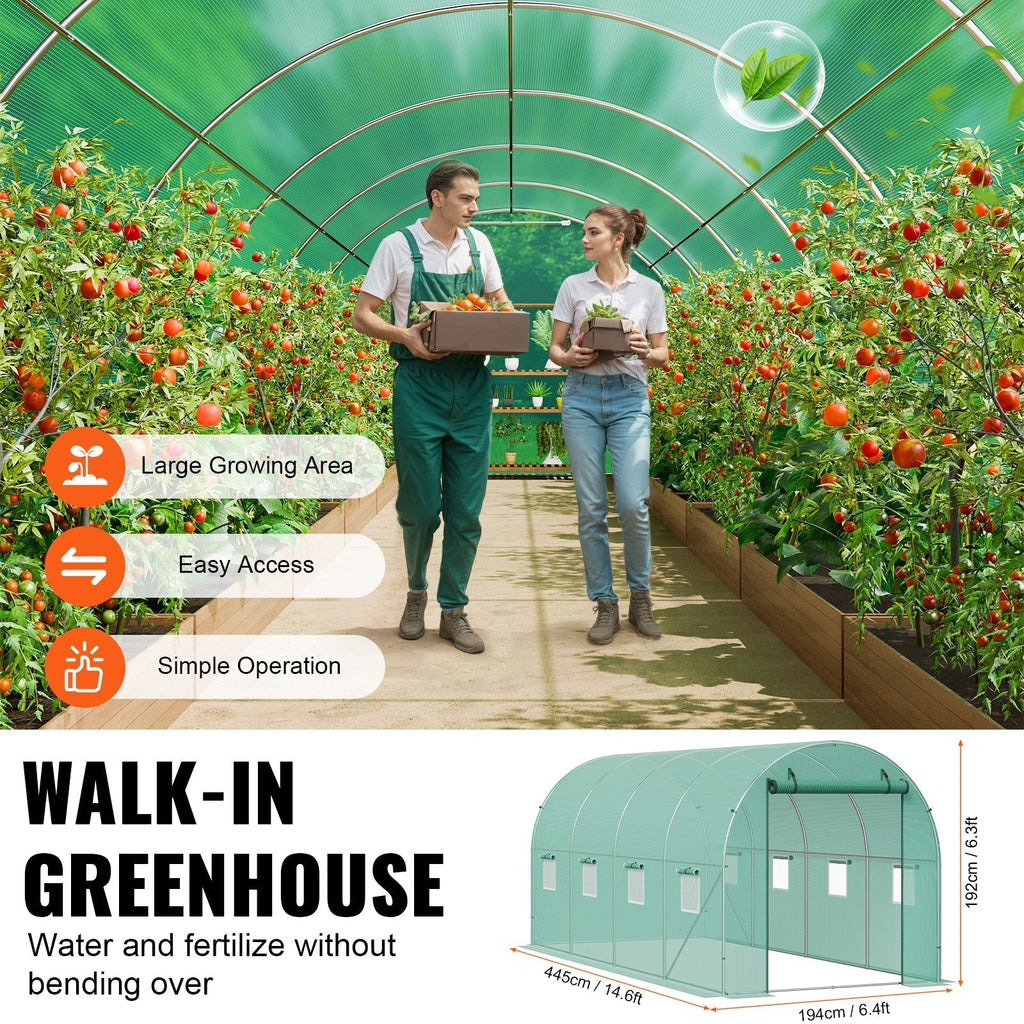 10- to 20-Foot Tunnel Greenhouse with Green Cover, Roll-Up Door and Size-Specific Vent Windows — image 5