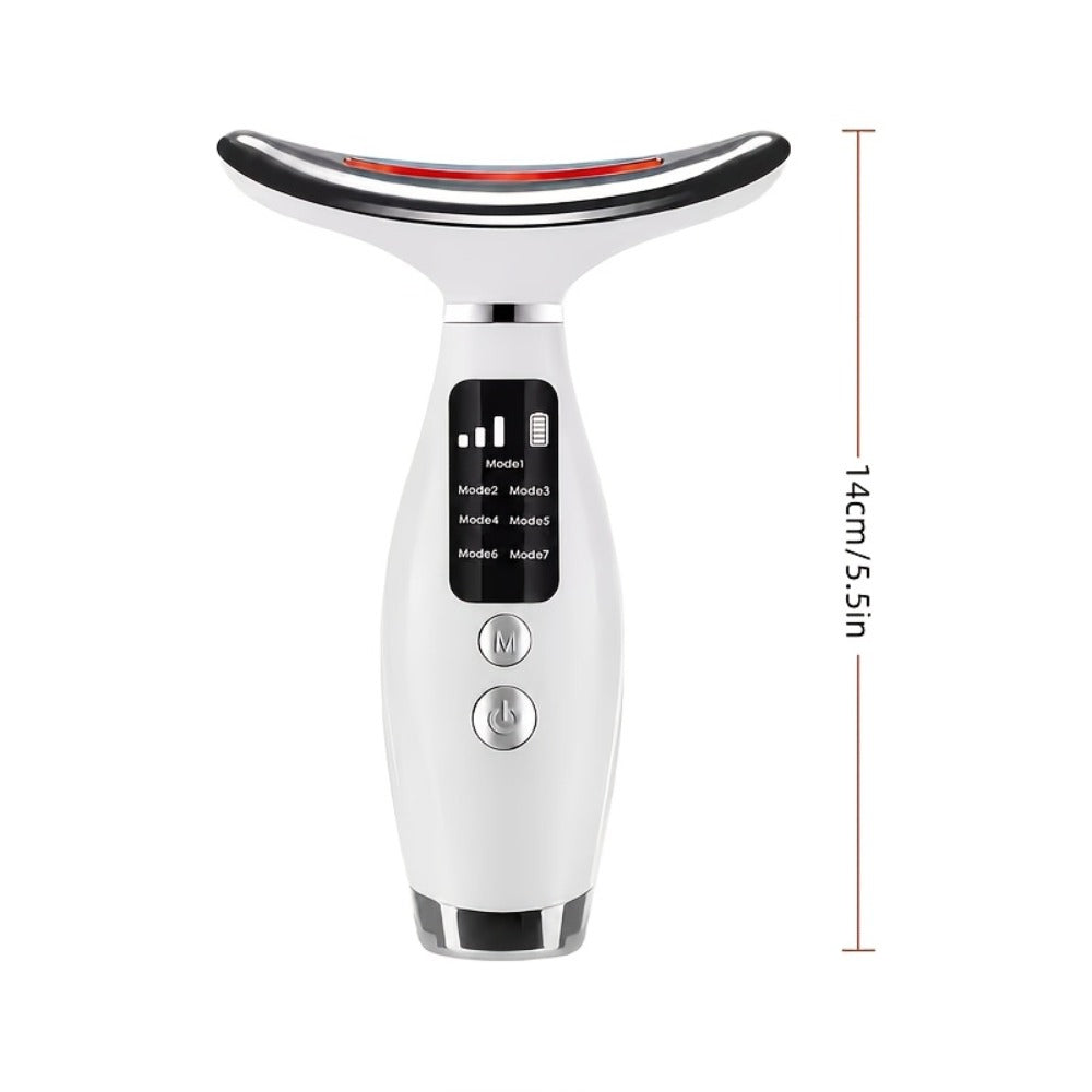 Face Neck Massager Rechargeable Beauty Device - 7 Massage Modes Electric Facial Lifting Tool for Women - Neck Massager Gift f