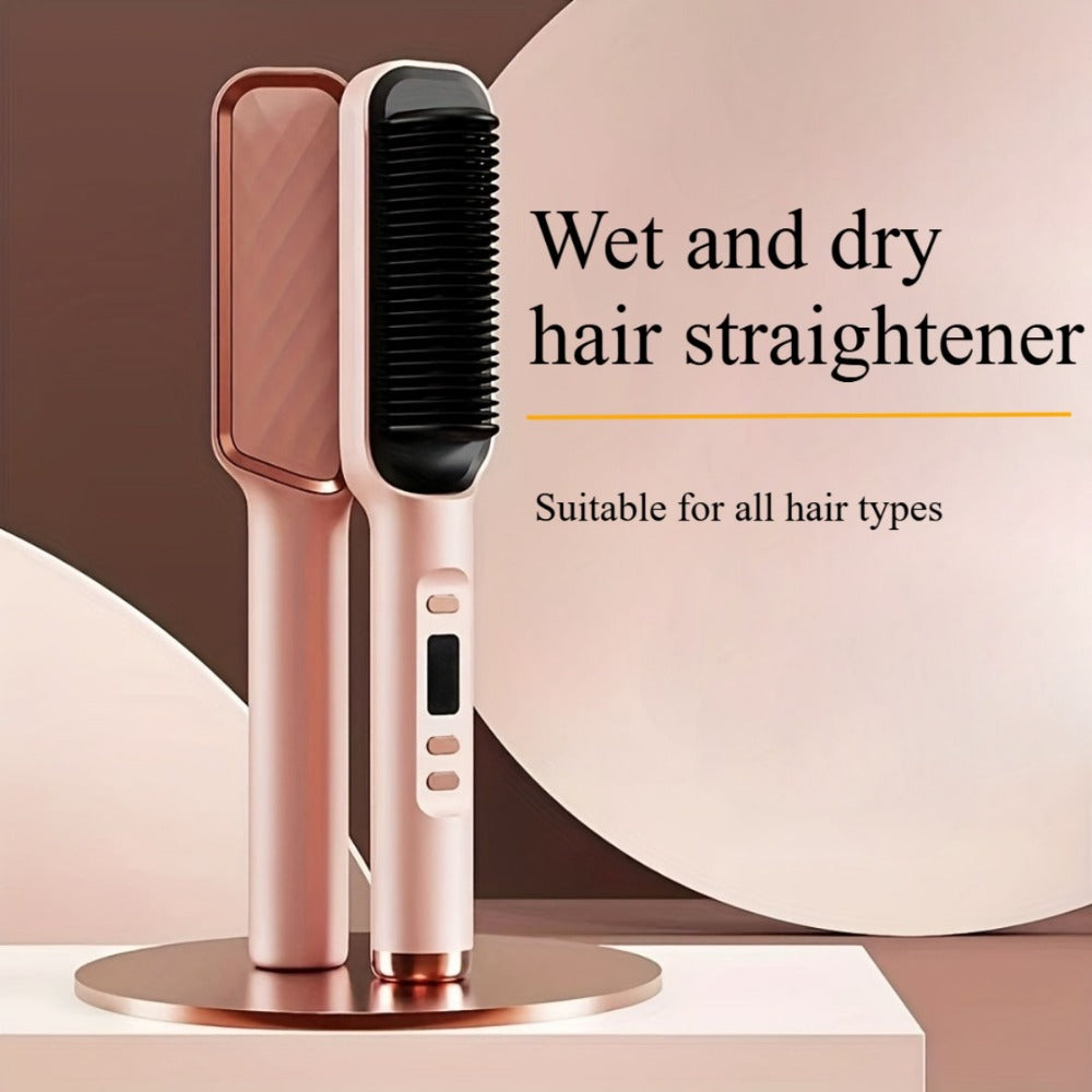 2-in-1 Wet and Dry Hair Straightener Curler Portable Flat Iron Fast Heat Adjustable Temperature, for Home, Travel and Salon H