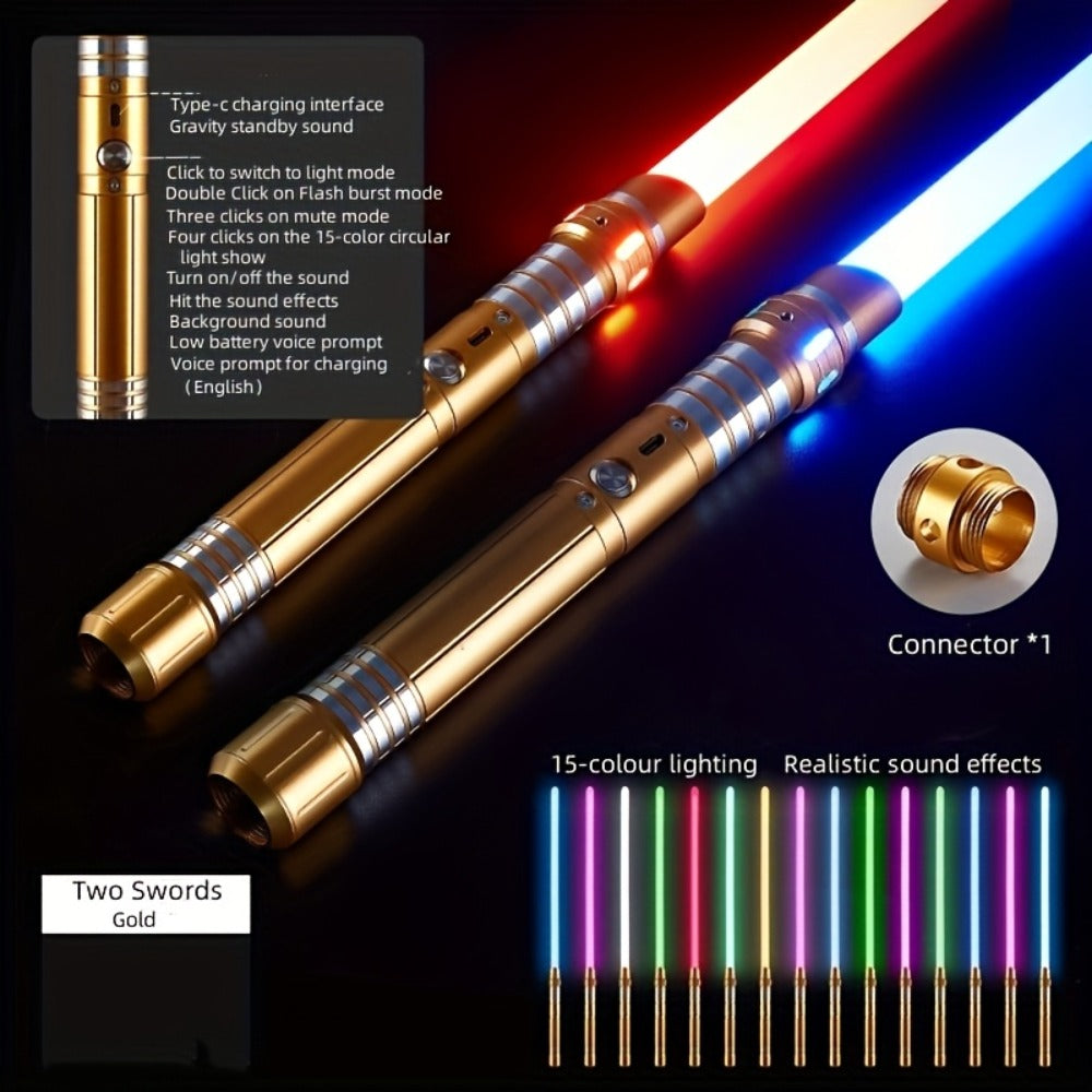 Light Up Saber 15 Colors 2-in-1 Metal Gravity Sensing, Rechargeable Glow Sword with Upgraded LED — image 1
