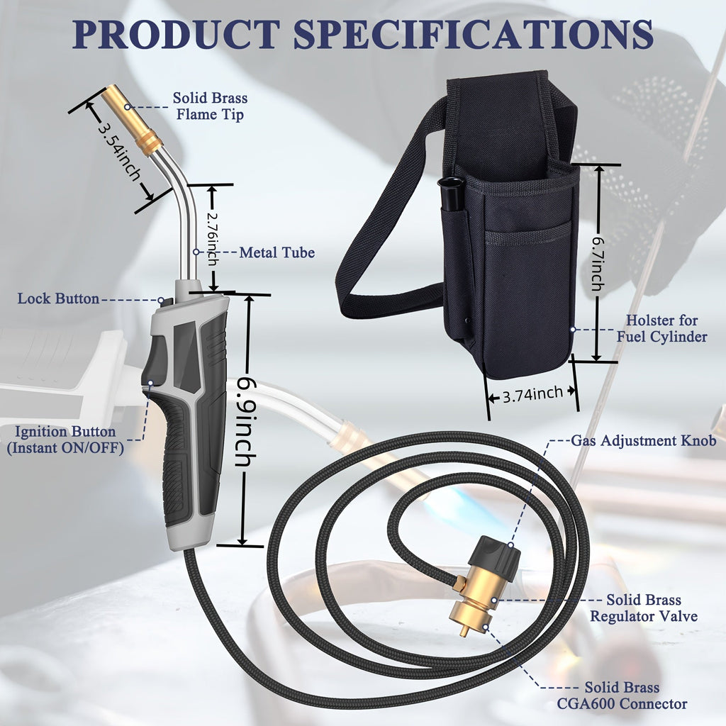 Trigger-Start Propane Torch Kit with 5 ft Hose and Holster or Cylinder Clip Configuration for Work Areas — image 4