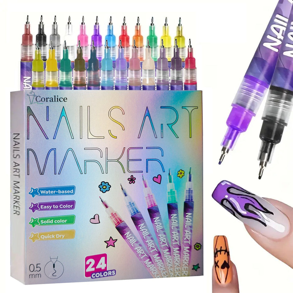 Nail Art Pens 24-Color Water-Based Marker Set with 0.5mm Fine Tips in a Boxed Multicolor Tray — image 10