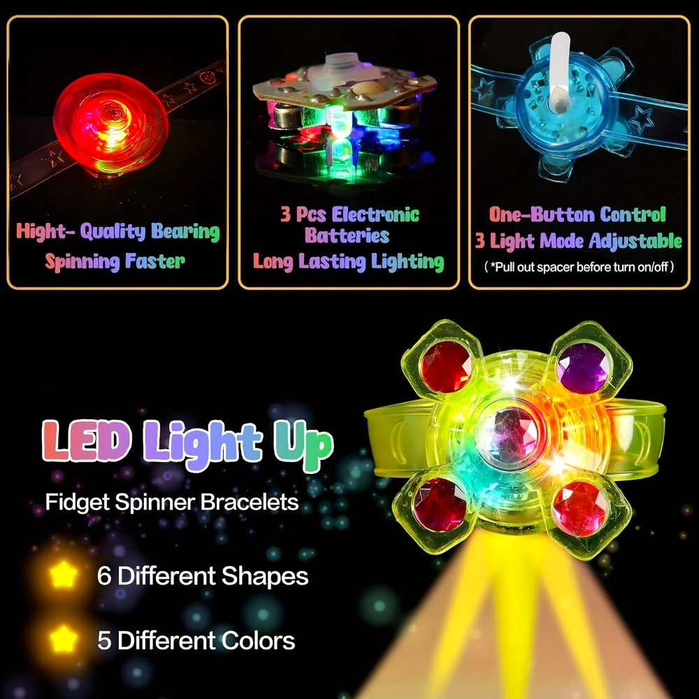 Party Favors LED Fidget-Spinner Wristbands, 30-Piece Multicolor Light-Up Set for Night Events — image 3