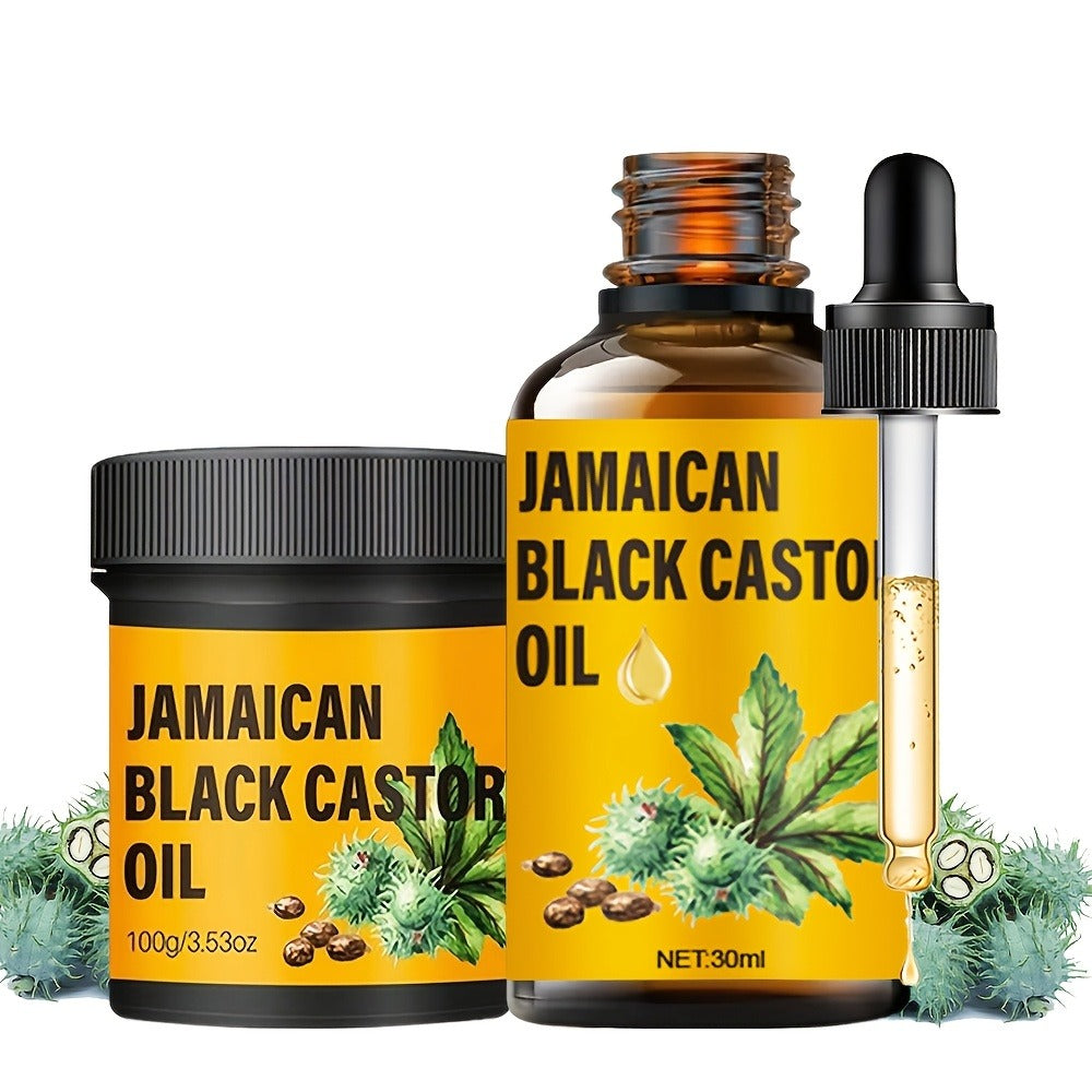 Two-Piece Jamaican Black Castor Oil Hair Care Set with Coordinated Oil and Cream Containers — image 2