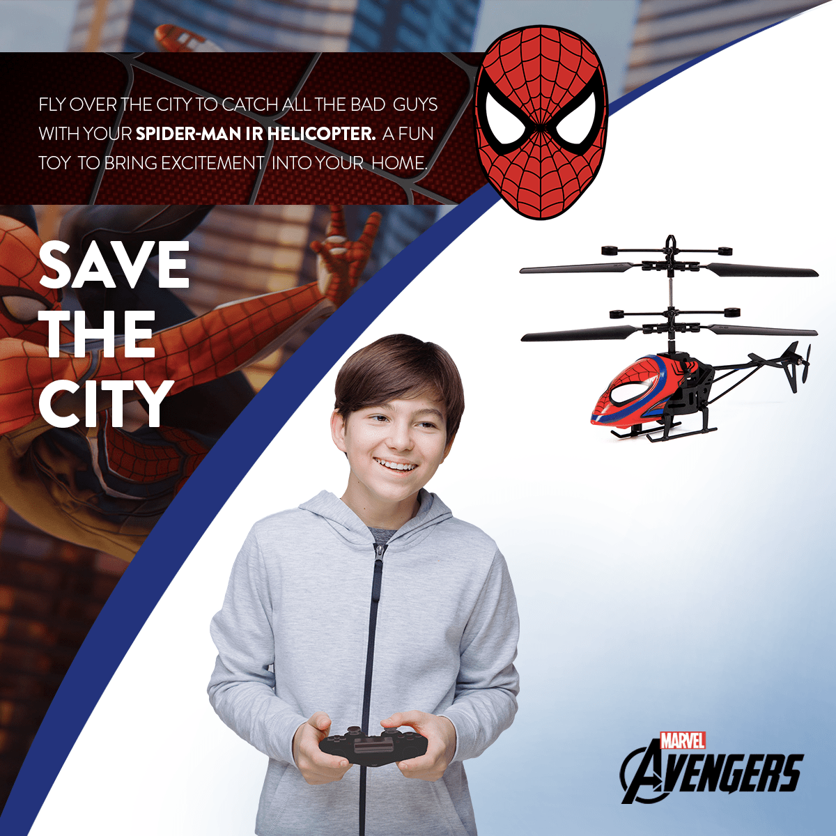 Marvel Spider-Man 2CH IR Remote Control Helicopter, Indoor Flying Toy for Kids Boys Superhero Fan — image 5