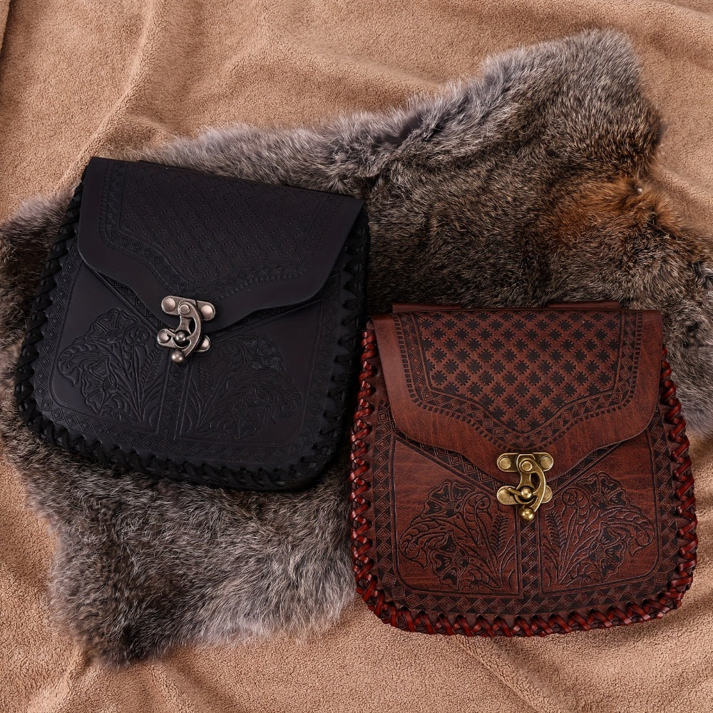 Dragon Embossed Faux Leather Waist Bag, Medieval Viking Norse Style Belt Pouch, Coin Purse Hip Bag for Renaissance Faire — im