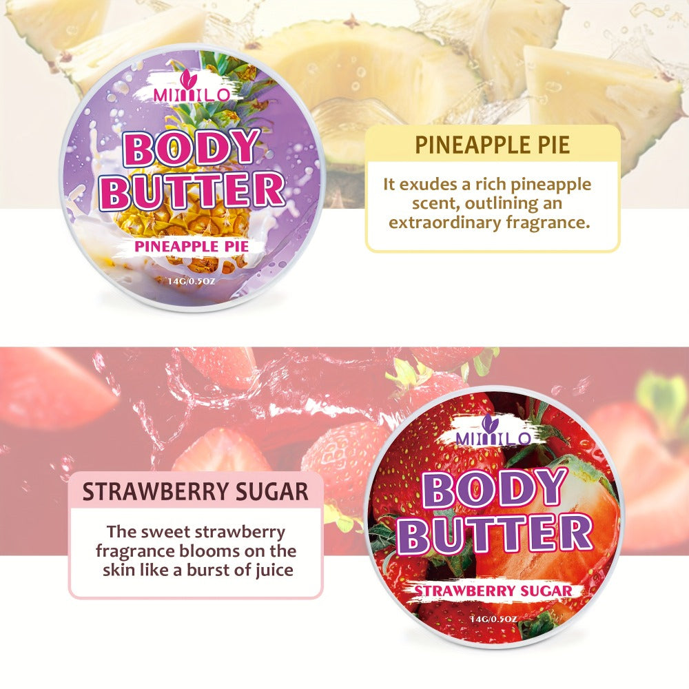 Fruity Body Glaze Set 8 Scents 100g×2 – Pineapple Coconut Strawberry Coffee Peach Doughnut Birthday Cake Non-Greasy All-Day M
