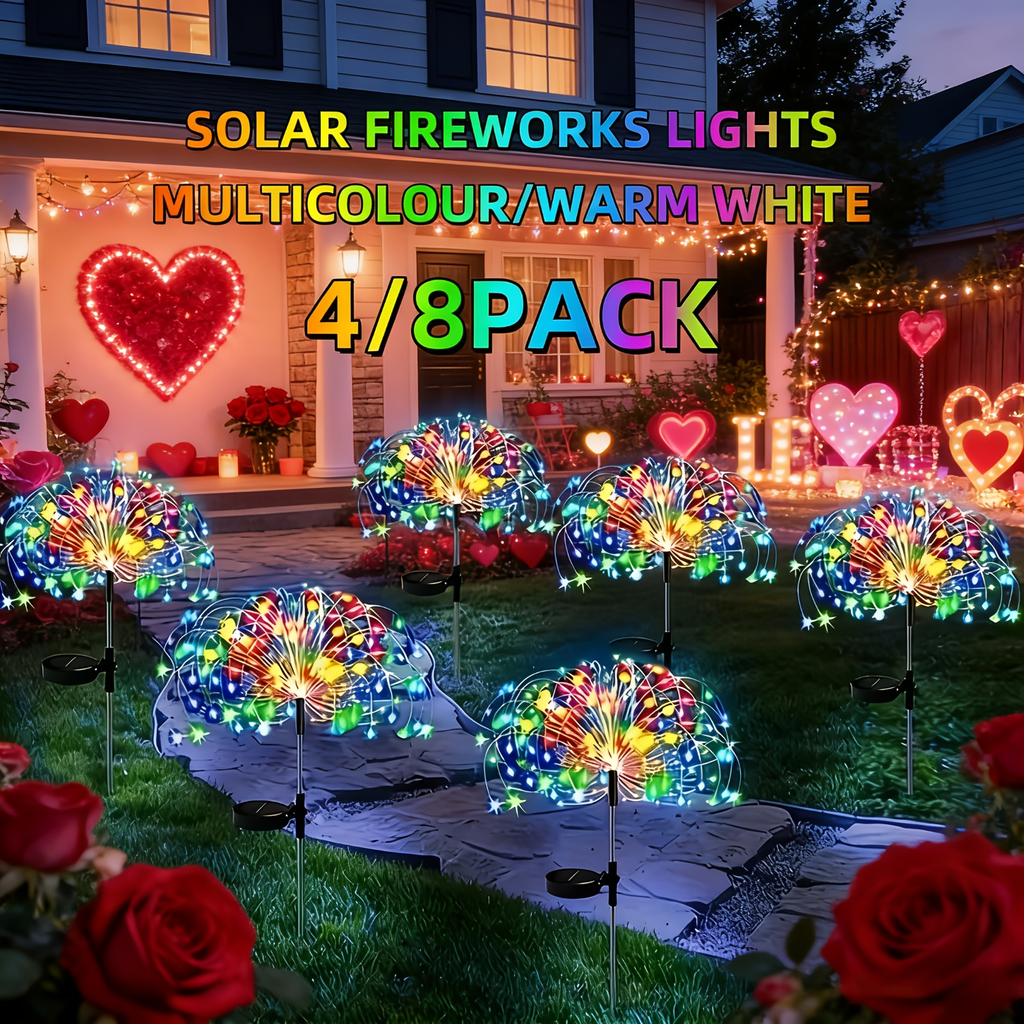 Solar Garden Lights Firework Stakes with 240-640 LEDs, 8 Modes, 4/8 Packs and Three Light Colors — image 2