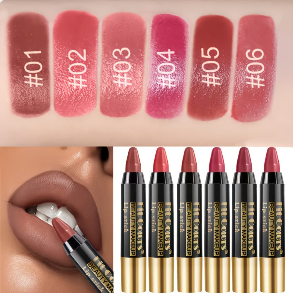 Glossy Crayon Lipstick Set 6 Pack Nourishing Lip Color, for Makeup, Travel and Everyday Vanity Use — image 1