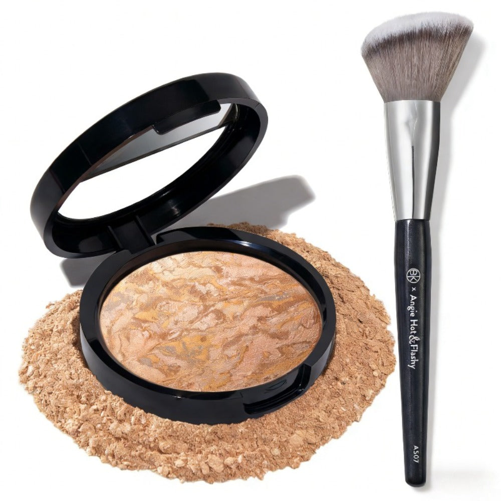 Highlighter Powder and Brush Set 2pcs for Women, Baking Formula High Gloss Illuminating Powder with Blush Brush — image 1