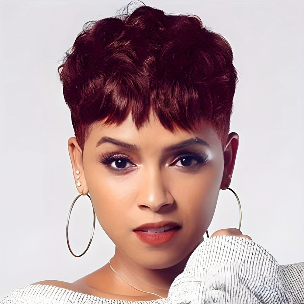Synthetic Wig Short Body-Wave Pixie Cut, 4-Inch Rose Net Cap in Eight Fashion Colors for Women — image 5