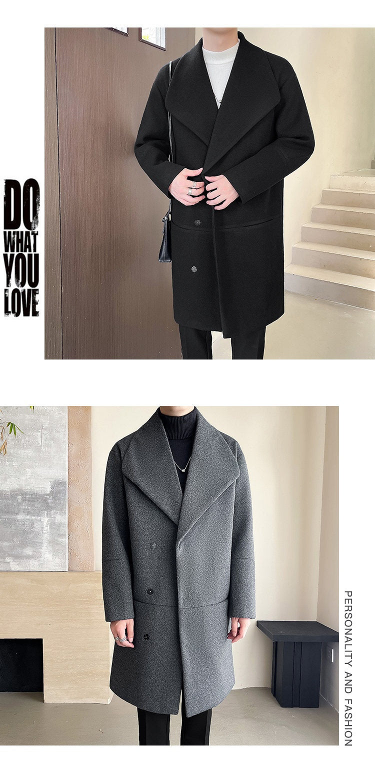 Men's Cotton-padded Mid-length Woolen Coat