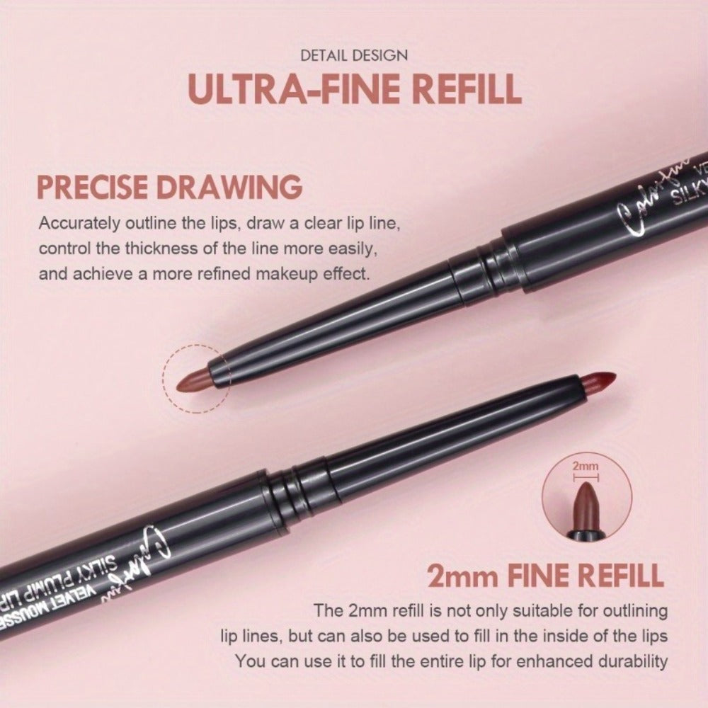 Waterproof Lip Liner Pencil Set 12 Pieces Multi-Functional Lip Eye & Brow Liner, for Makeup, Travel and Everyday Vanity Use —