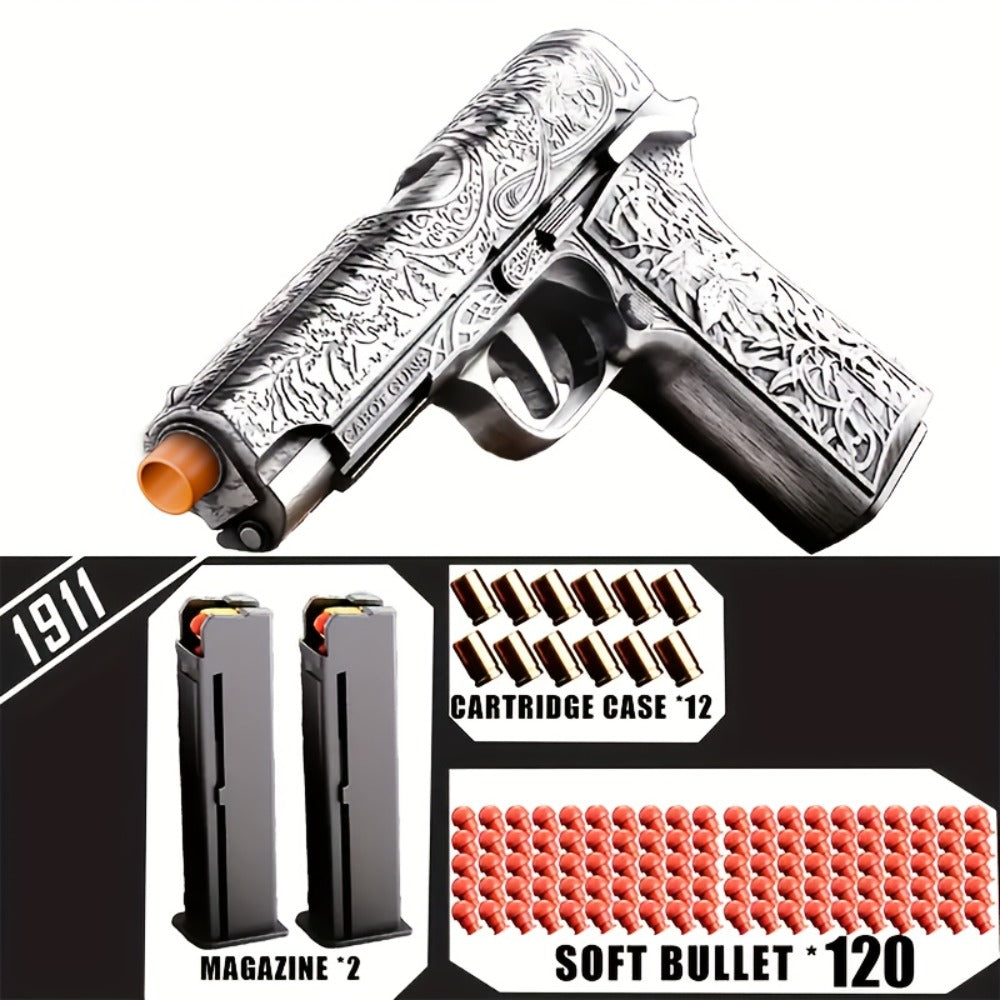 Bullet Toy Gun Pistol with 120 Bullets 12 Shells & 2 Magazines, Hollow Hanging Foam Blaster for Kids Boys Girls Ages 6+ — ima