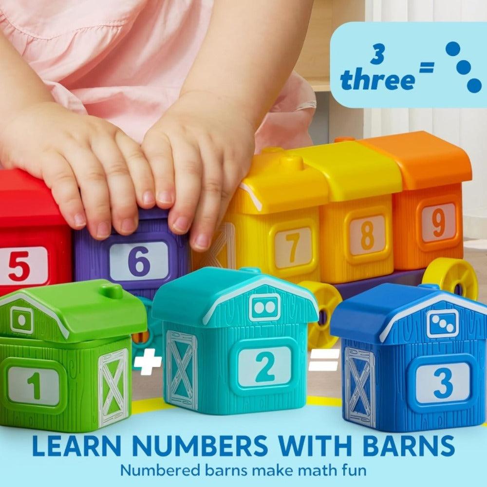 Farm Number Train Learning Toy for Toddlers with 9 Farm Animals & Farmer with the Listed Color, Size or Set Options for Every