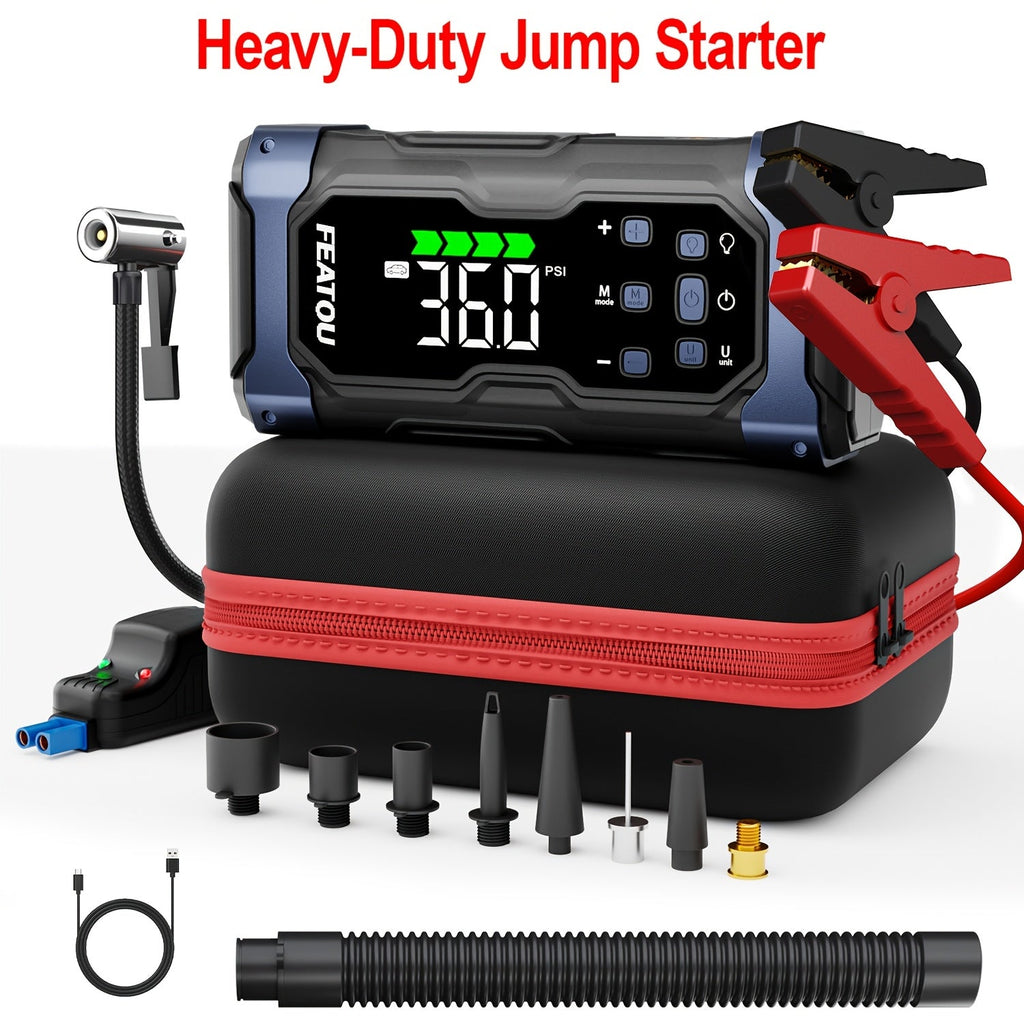 Jump Starter 20000mAh 9-in-1 with Air Compressor Tire Inflator for All Gas 3.7gal Diesel Large SUV for Garden, Patio and Yard