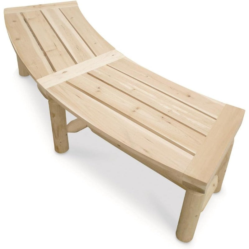 Curved Backless Softwood Outdoor Bench with Slatted Log-Style Seat in Brown or Natural-Look Finish — image 7
