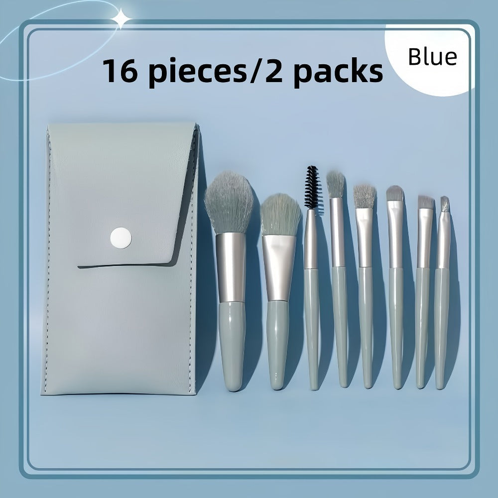 Makeup Brush Set 16pcs Complete Face Brush Kit – Blush Powder Eyeshadow Contour Brow & Lip Brushes, Soft Blendable Fragrance-