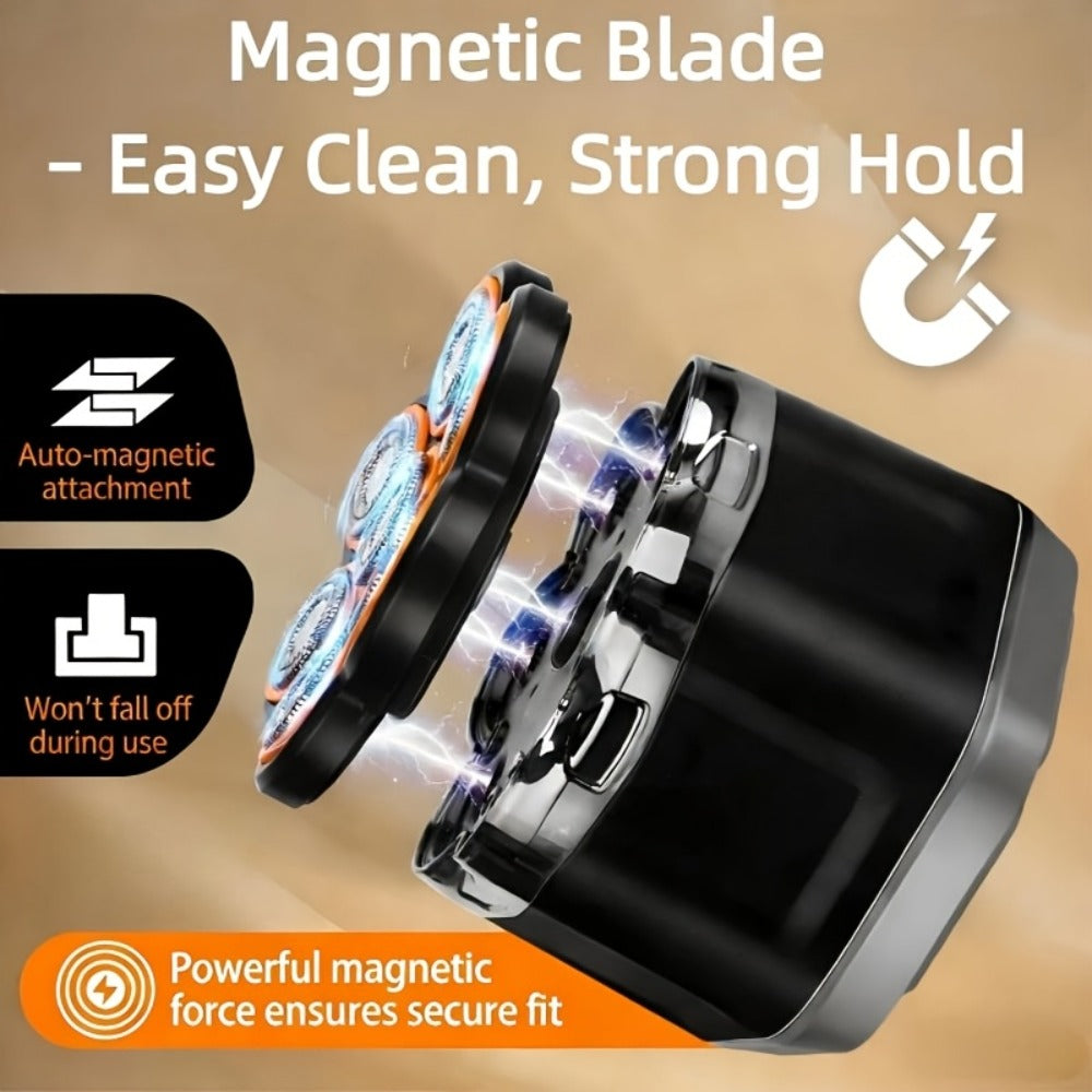 Black 7-Head Rotary Electric Head Shaver with Magnetic Blade Assembly, Digital Display and USB-C Cable — image 7
