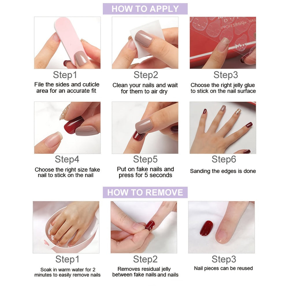 Press On Nails 10-Piece Long Water-Drop Set with Red Glass Glitter and Removable Self-Adhesive Gel Tabs — image 12