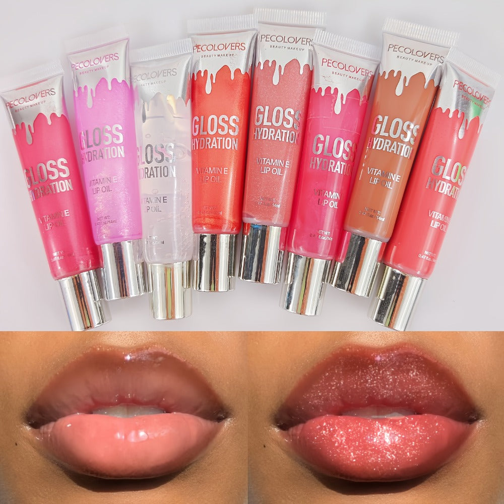 Pearlescent Glitter Lip Gloss Set 8 Pieces with Lip Oil Formula, for Makeup, Travel and Everyday Vanity Use — image 1
