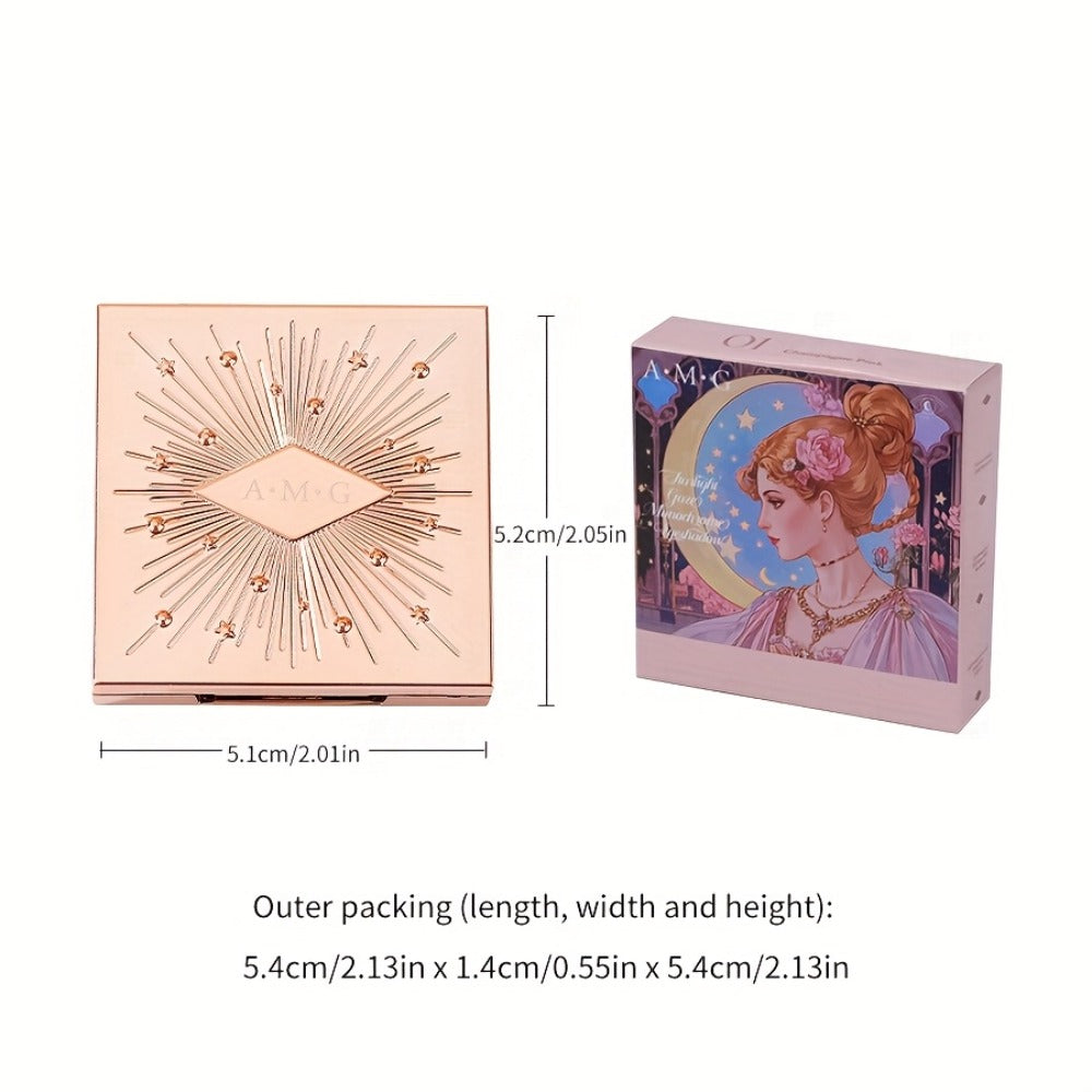 Shimmer Eyeshadow Palette 5 Shades Glowing Waterproof Creamy Blendable Formula with Built-in, for Makeup, Travel and Everyday