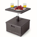 Patio Umbrella Base 3-in-1 Fillable with Table Tray & Planter Box Wheeled Stand Fits 1.5"/1.9" Poles for Garden, Patio and Ya