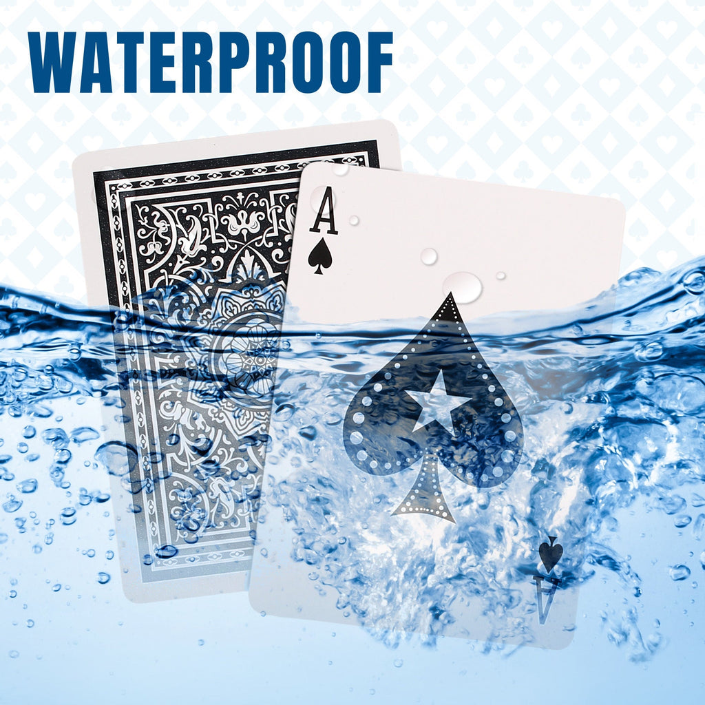 Waterproof Plastic Playing Cards – 2 Decks Poker Size Standard Index Cards with Cases, Washable Tear-Resistant PVC Game Cards
