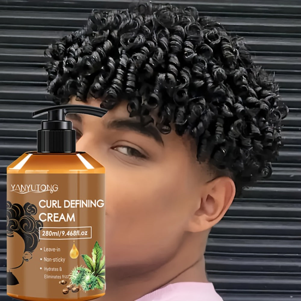 Curl Setting Cream with Castor Oil 280ml – Moisturizing Long-Lasting Curl Definition & Frizz Control, Non-Greasy Lightweight 
