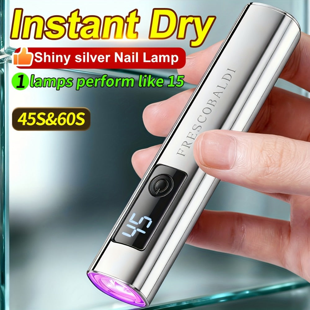 Metallic Handheld Linear UV/LED Nail Lamp with 45s/60s Timers, Type-C Input and 300mAh Label — image 1