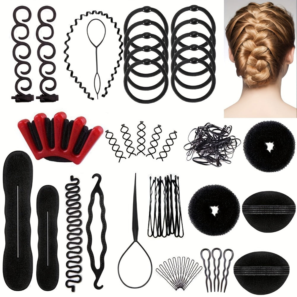Hair Accessories 81-Piece Styling Kit with Bun Makers, Curlers, Clips, Pins and Braiding Tools — image 1