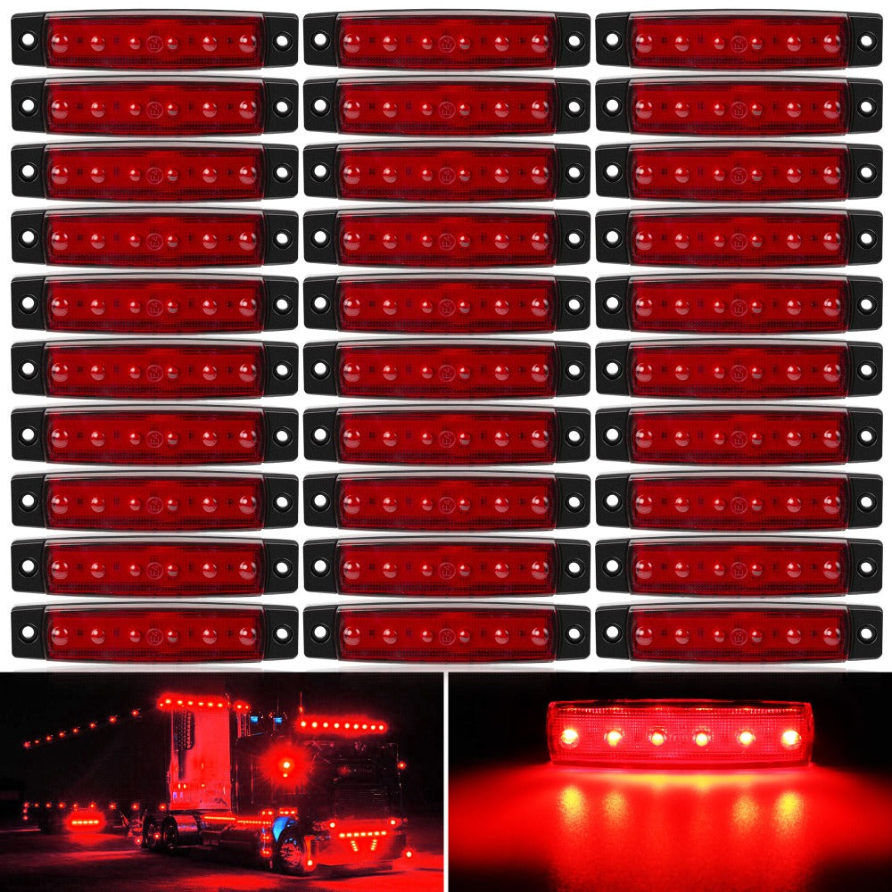 Thirty-Piece 12 V LED Side Marker Light Set with Six LEDs per Lamp in Amber, Red, White, Blue, Green or Purple — image 6