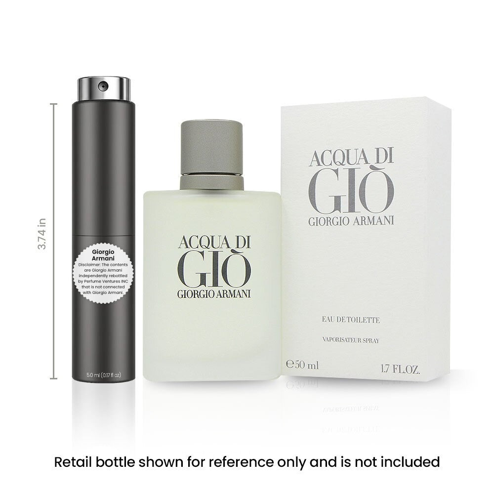 Acqua Di Gio EDT Travel Spray for Men 5ml Portable Atomizer Aquatic Fresh Cologne Bergamot for Bath Time, Home Spa and Person