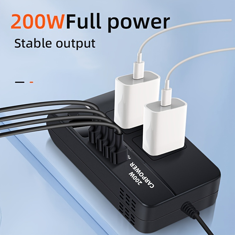 200W Car Power Inverter DC 12V to AC 110V with USB-C PD 20W & QC3.0 Fast Charging for Garden, Patio and Yard Use — image 7