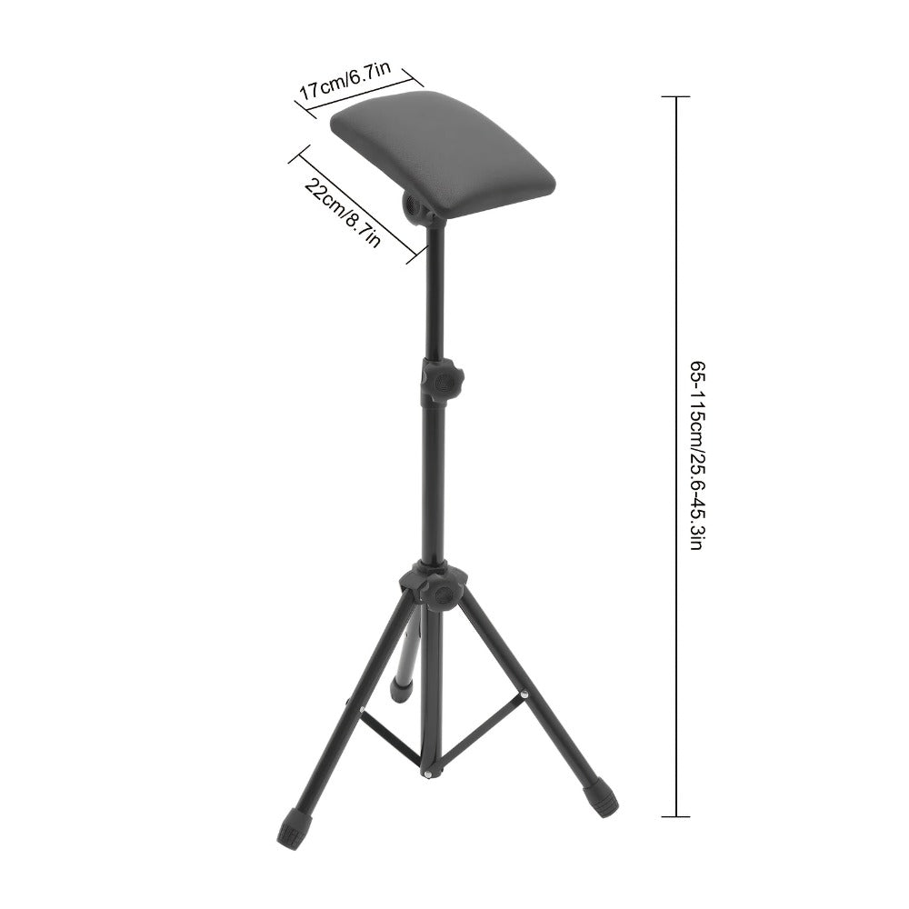 Tattoo Armrest Stand Adjustable Tripod with 15 Disposable Pads & 10 Gloves – 180° PU Padded Arm Leg Rest Portable Collapsible