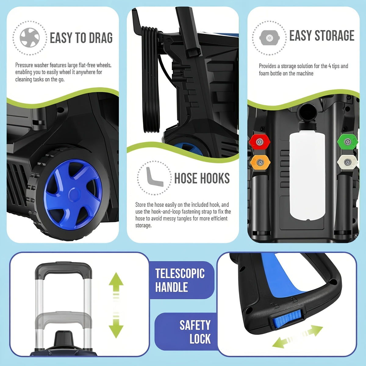 Pressure Washer Electric 4800PSI MAX 2.8 GPM, 25FT Hose, Foam Cannon & 4 Nozzles, Metal Construction Power Washer for Cars — 