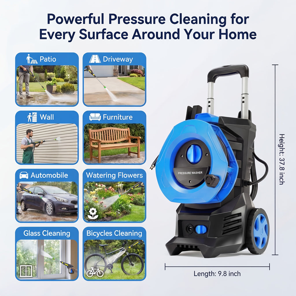 Pressure Washer Electric 4800PSI MAX 2.8 GPM, 25FT Hose, Foam Cannon & 4 Nozzles, Metal Construction Power Washer for Cars — 