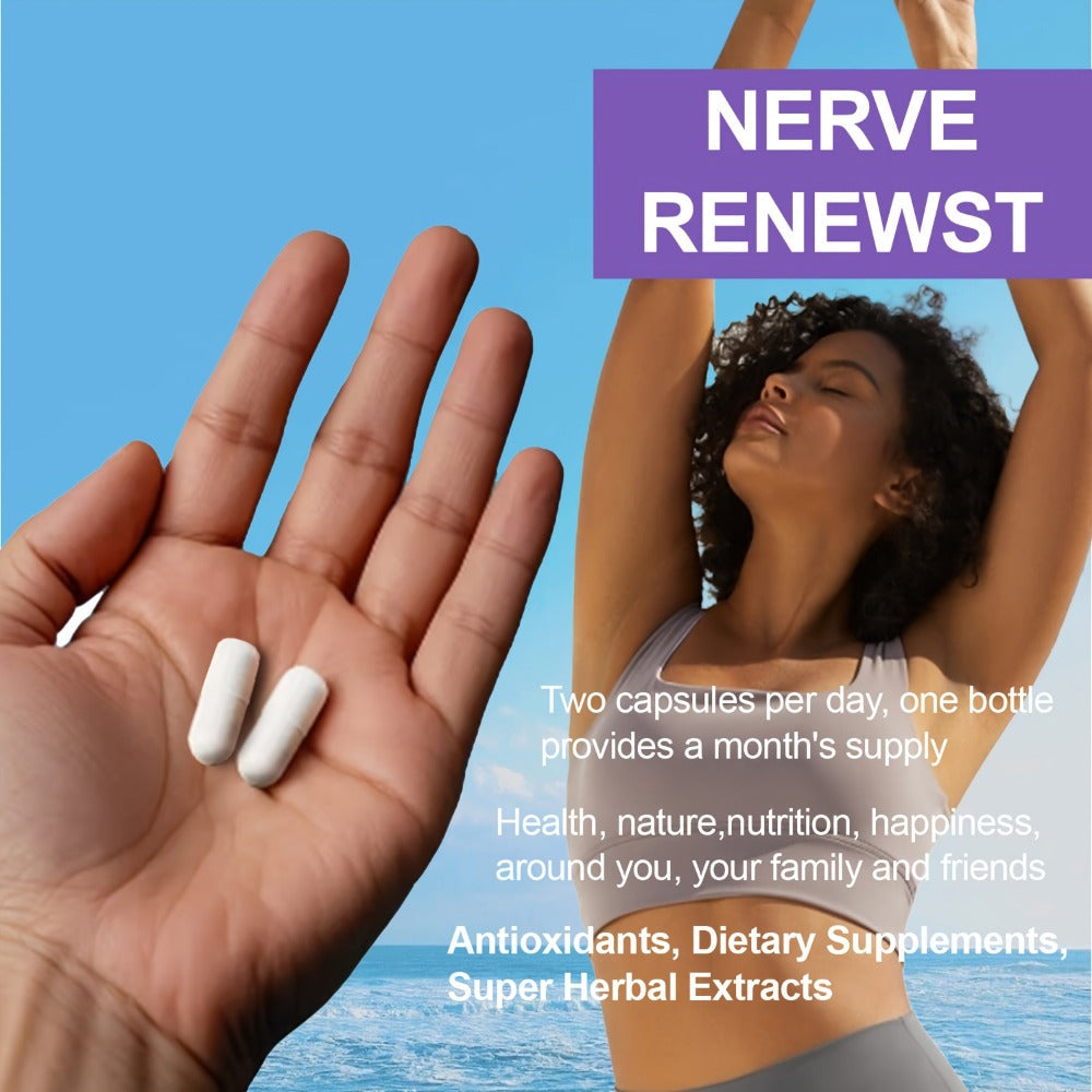 Nerve Renew Capsules with Vitamin B Complex & R-Alpha Lipoic Acid, Neuro Botanical Antioxidant Blend for Nerve Health — image