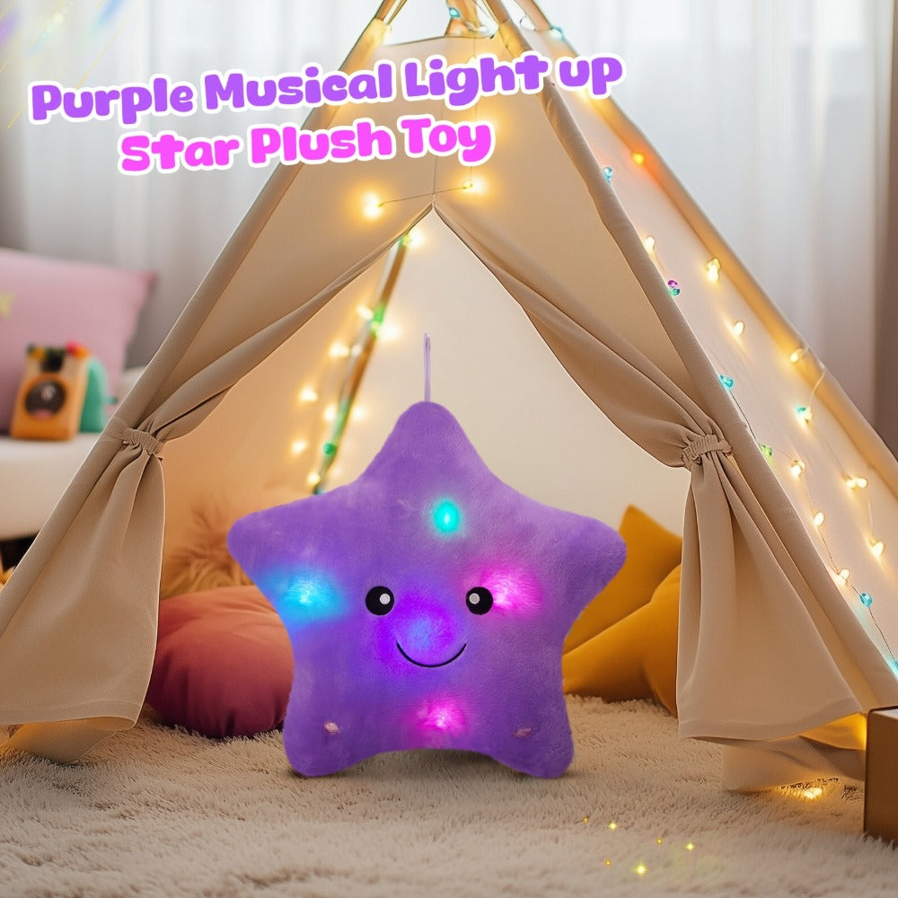Purple Musical Star Plush Night Light with Color-Changing LEDs, 10 Lullabies, 15-Minute Timer and 13-Inch Design — image 3