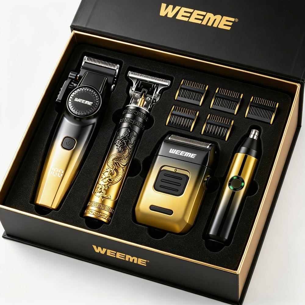 4-Piece Grooming Kit for Men USB Rechargeable Electric Shaver Beard Trimmer Nose Hair, for Everyday Face, Beard and Body Groo