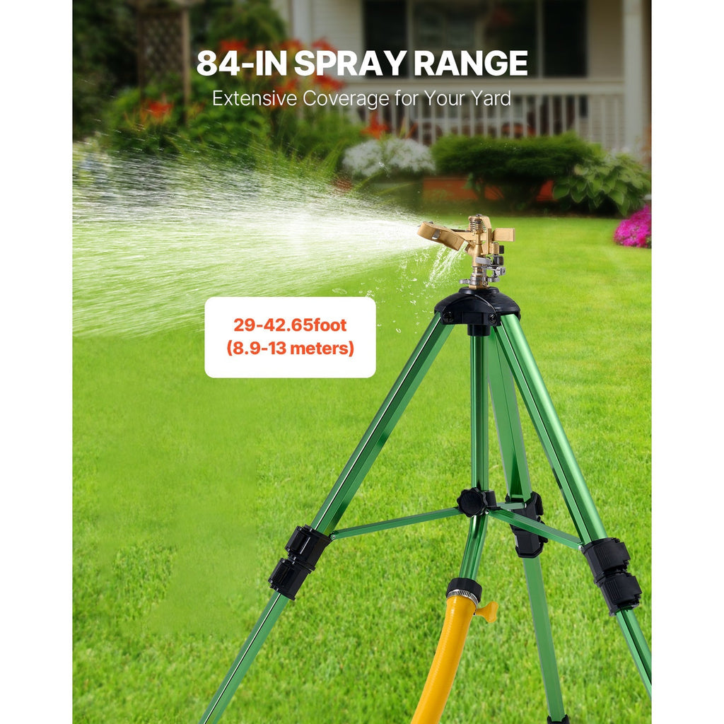 Garden Sprinkler Tripod 360° Rotating Brass Head Lawn Irrigation Adjustable Height — image 4