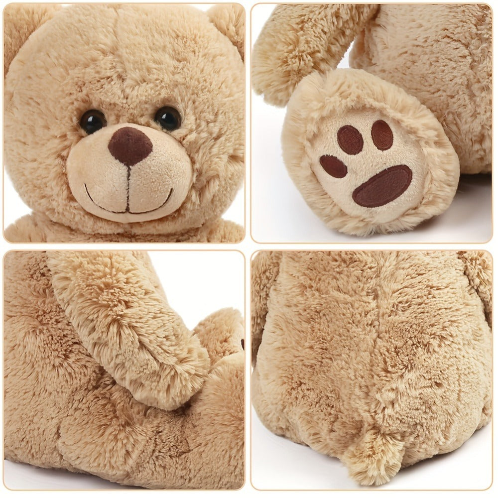 Plush Toy Soft Brown Teddy Bear in 10-Inch or 12-Inch Sizes with Classic Paw-Pad Details for Character Display, Room Decor an