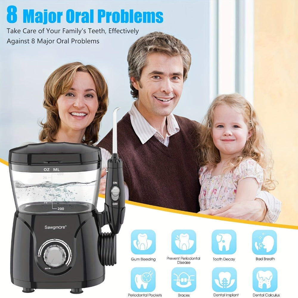 Water Flosser for Teeth & Braces 600ml Large Tank – 10 Adjustable Pressure Levels 8 Nozzles IPX4 Waterproof Professional Oral