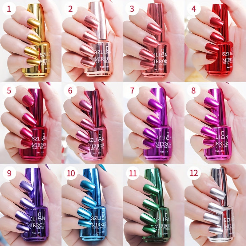 Gel Nail Polish Liner Set with 12 Mirror Chrome Colors and Built-In Thin Art Brushes for Detailed Nail Art — image 17
