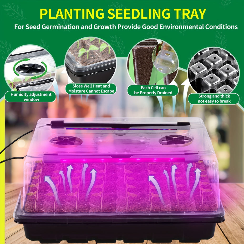 Seed Starter Tray with Grow Light 96 Cell Self-Watering, 10-Level Brightness & Timer, Humidity Dome — image 7