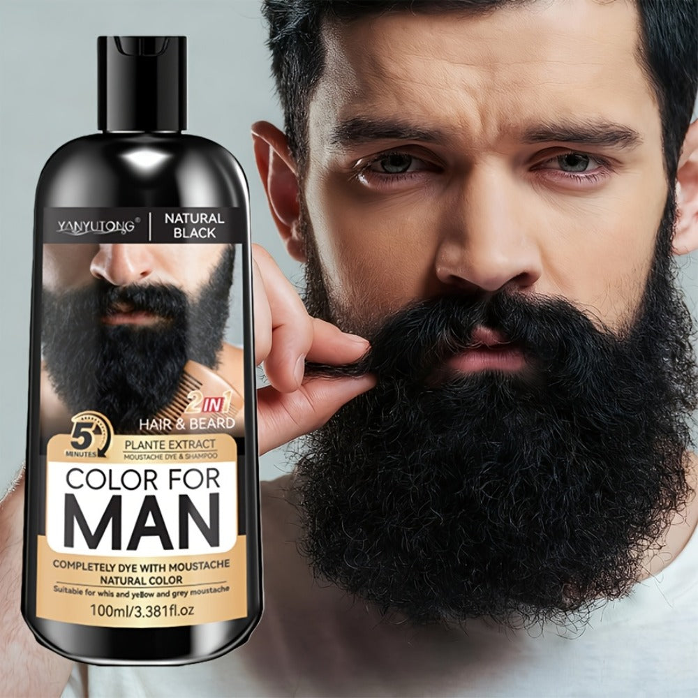 Hair Dye Shampoo, YANYUTONG Men's Beard and Hair Bottle in Black, Brown or Chestnut Brown Options — image 9
